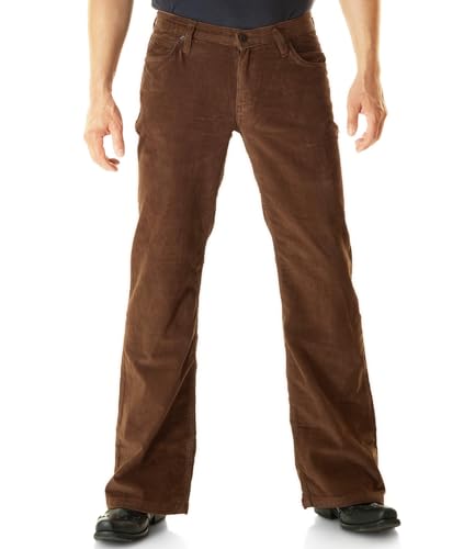 COMYCOM Herren Cord Bootcut Hose braun W38/L34