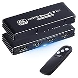 REAGLE Switch HDMI 2.1, Splitter 3x1 Umschalter unterstützt 4K/120Hz HDR HDCP für TV Box, Konsolen, Projektoren, HDR10 Dolby Vision, 3 Schaltmodi, 3XHDMI IN, 1x HDMI Out