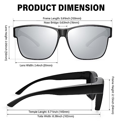 Image of URUMQI Polarized Sunglasses Fit Over Glasses for Men Women, Oversized Square Sun Glasses UV400 Protection