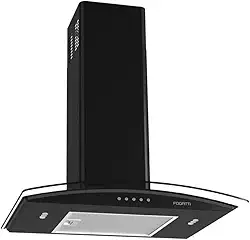 Coifa de Parede Vidro Curvo, Fogatti, Painel Mecânico, 60cm 4 e 5 Bocas, Black 220V