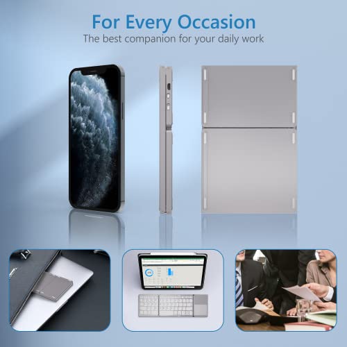 Acoucou Foldable Bluetooth Keyboard Portable Wireless Keyboard With Sensitive Touchpad, Rechargeable Travel Bluetooth Keyboard Pocketsize Compatible With Ios, Windows, Android Smartphone Tablet Laptop #TOP6
