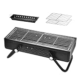 Barbacoa de carbón, barbacoa de leña | Parrilla de carbón plegable portátil sin humo - Barbacoa de carbón de acero inoxidable, fácil de limpiar para cocina al aire libre, l