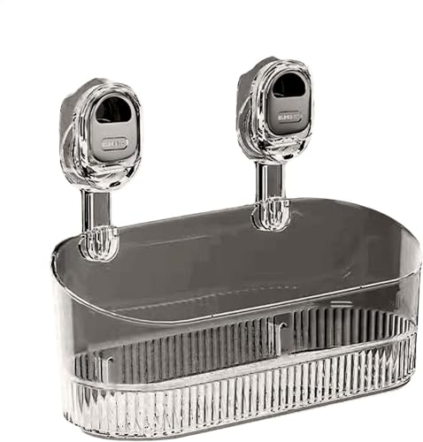 Étagère de Douche à Ventouse Transparente Boîte de Rangement