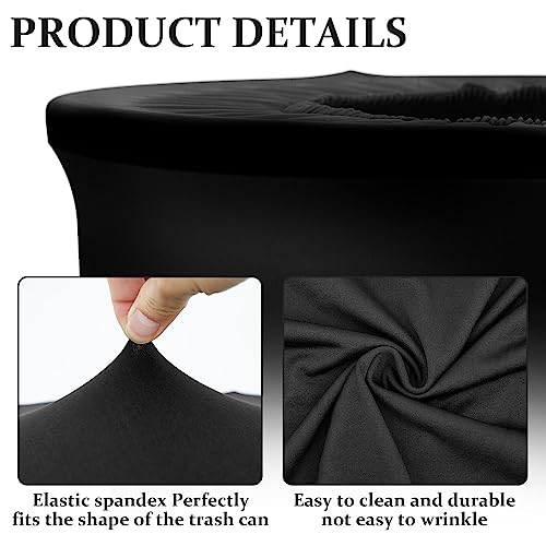 Image of Tanlade 1 Pc 32 Gallon Stretch Trash Can Spandex Cover Outdoor Waste Garbage Can Spandex Covers for Indoor Kitchen Outdoor Round Waste Container Bin, Without Trash Bin (Black)