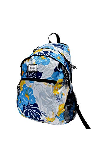 999 Large Backpack (Blue, Double Hibiscus)