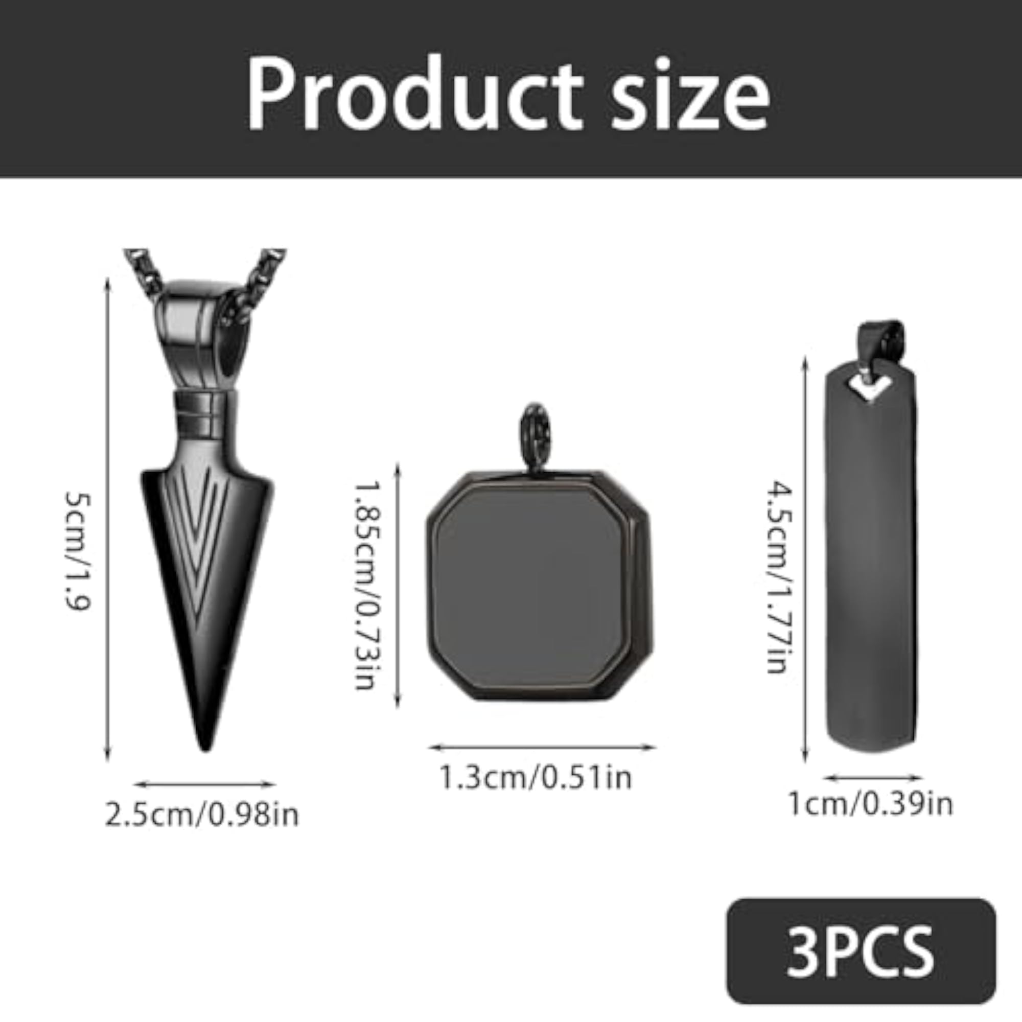 Stylish Black Chain Necklace Set for Men, 3 Piece