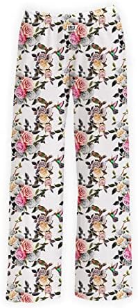 BRIEF INSANITY Hummingbird Pattern Pajama Pants for Women - Floral Lounge Bottoms - Loungewear (Hummingbird, Large)