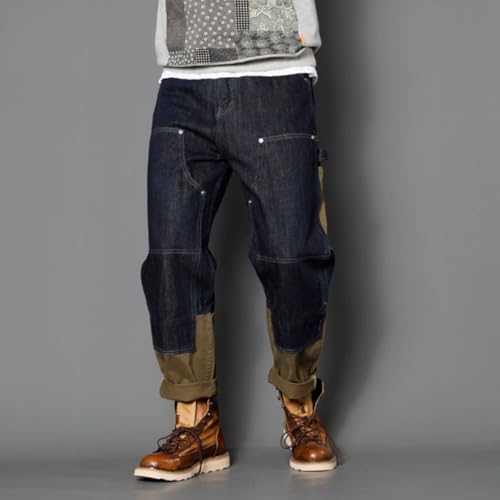 Korean Style Jeans Men's Fashion Brand Contrasting Color Fabric Loose Jeans2