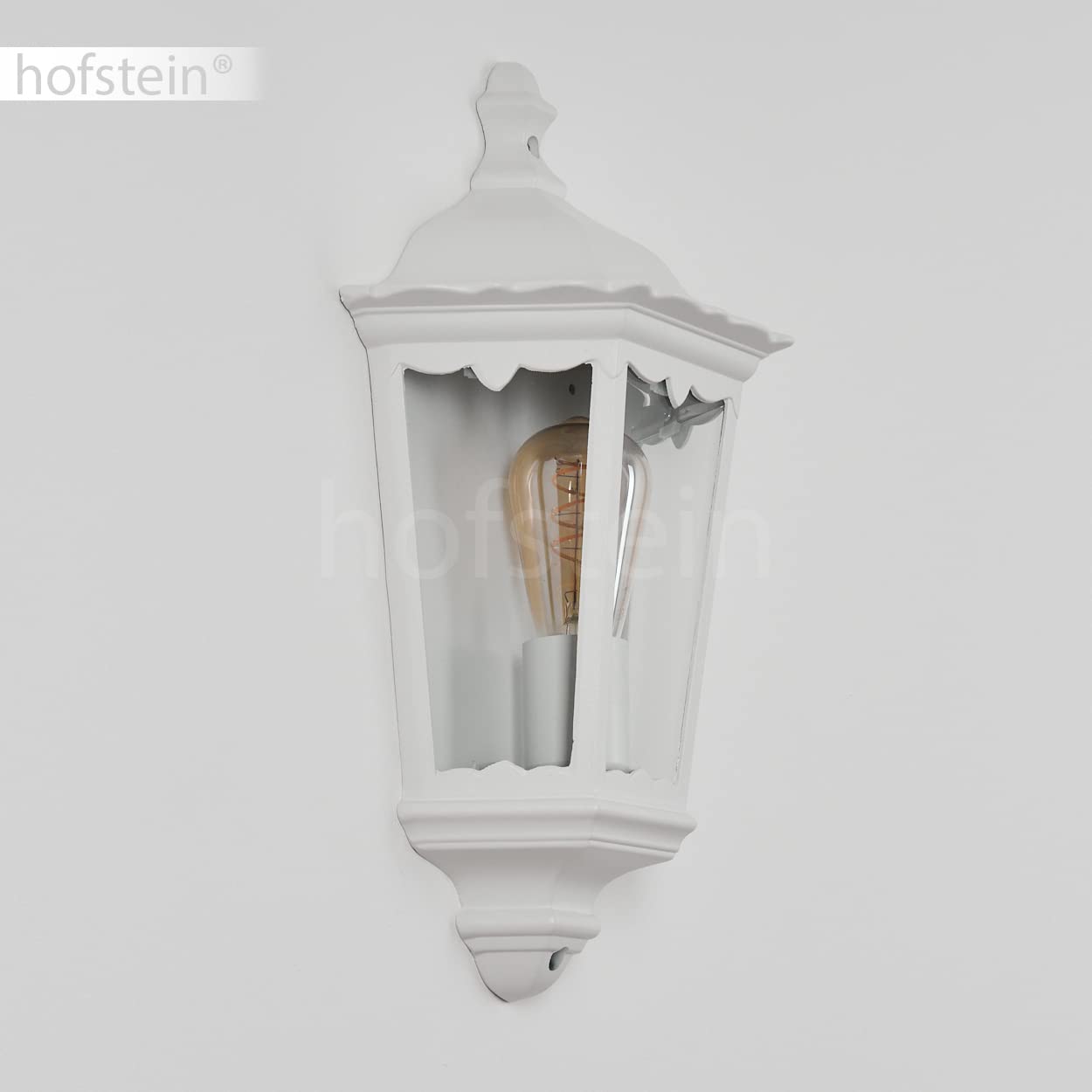 Applique d'extérieur Hongkong, lampe murale au look antique en métal/verre blanc/clair, applique murale avec douille E27, lampe d'extérieur rétro/vintage pour terrasse/cour/entrée. sans ampoules
