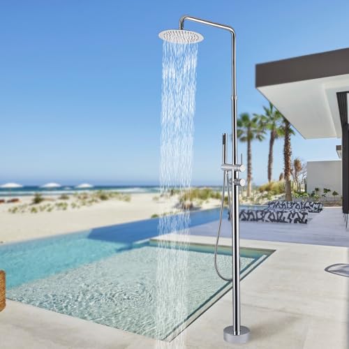 RBROHANT Outdoor Shower with Rain Head & Handheld, Chrome