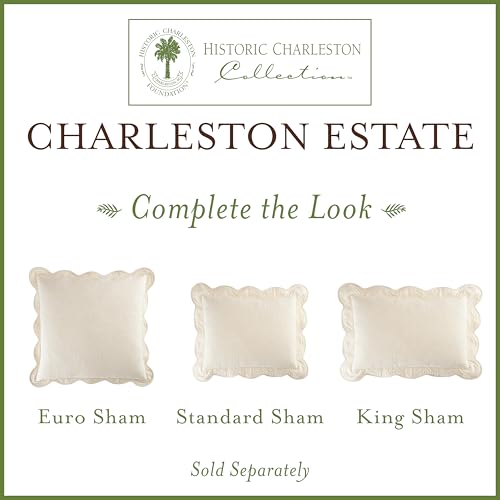 Historic Charleston Charleston Estate Modern Farmhouse Floral Matelasse Coverlet with Scalloped Edges, 100% Cotton Breathable Bedding, King/Cal King, Ivory Floral by Historic Charleston - Image 7