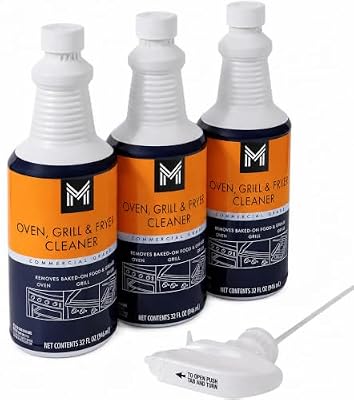 Member Mark Commercial Grade Oven, Grill & Fryer Cleaner Spray – 32 fl oz (Pack of 3) | Removes Baked-On Grease & Food, Heavy Duty Kitchen Degreaser for Oven, BBQ Grill, Deep Fryer