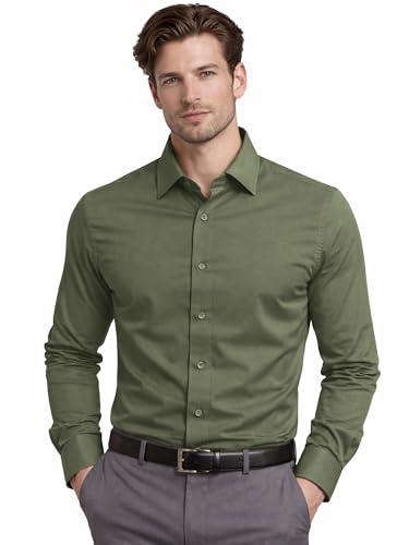 Image of FILO HEVIS Men's Shirt Regular Fit Solid Self-Cord Cotton Blended, Soft Fabric Stylish Formal Wear Man Shirt, Spread Collar Full Sleeves,(Available in Plus Size)