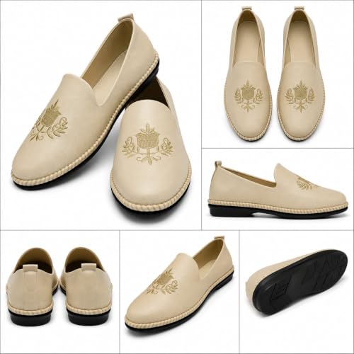 Image of Punjabi Mojaris Mens Shoes Cream Wedding for Groom,Traditional Indian Footwear Ethnic Peshawari Slippers
