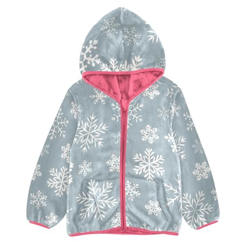 OTVEE Seamless Snowflakes Blue Kids Hoodie Jacket Fall Spring Full Zip Warm Outwear Coat