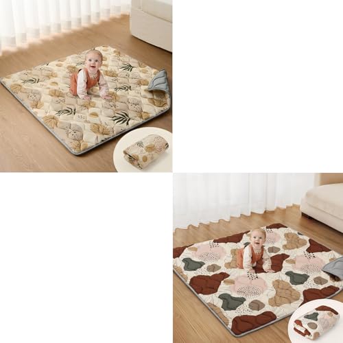 Image of Blissful Diary 43x43 Playpen Mat Earth Tones Design + 43x43 Boho Design Play Mat for Playpen