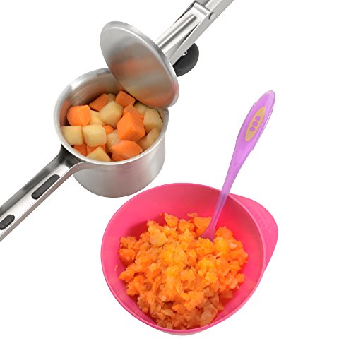 VonShef Professional Stainless Steel Mash Potato Ricer Masher/Fruit Press With Black Soft Touch Handles