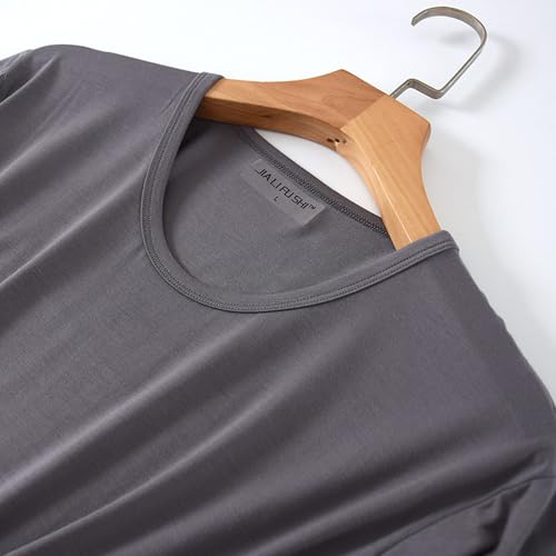 Men Solid Color Basic Summer Pajamas Set, Lightweight Soft Comfy Loungewear Pjs Short Sleeve Crewneck Shirts and Shorts4