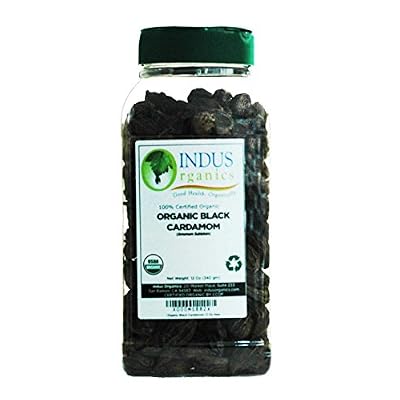 Indus Organics Black Cardamom Whole, 12 Oz Jar, Freshly Packed, Premium Quality, Hand Selected, Freshly Packed