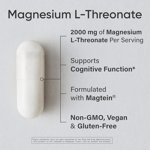Sports Research® Magnesium L-Threonate Capsules 2000mg - High-Absorption Magtein® for Enhanced Brain Health, Memory, Focus & Restful Sleep Support - Vegan · Non-GMO · Gluten Free - 90 Count - Image 3