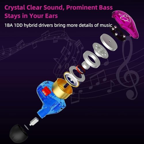 Image of Sounce HiFi KZ ZST Colorful Hybrid Balance Armature with Dynamic in-Ear Earphones Stereo Headphones | 18 Ohms Impedance | High-Resolution Sound | Stylish Colorful Nomic Design