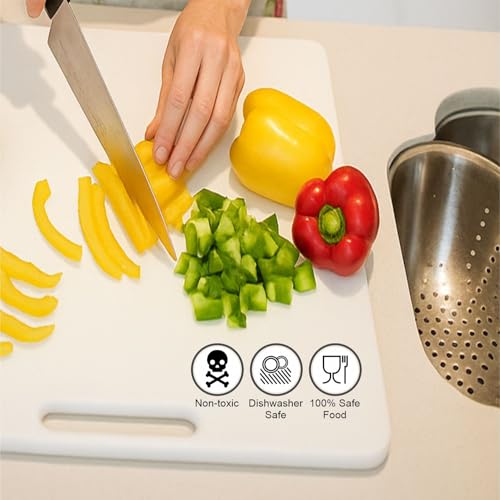 Plastic Chopping Board – Non-Slip Cutting Board for Kitchen | Dishwasher Safe & BPA-Free | Easy Grip Handle | Ideal for Meat, Vegetables, Cheese, Bread – 30x20cm (White) - Cosy Home Interiors Plastic Chopping Board – Non-Slip Cutting Board for Kitchen | Dishwasher Safe & BPA-Free | Easy Grip Handle | Ideal for Meat, Vegetables, Cheese, Bread – 30x20cm (White) - Image 5