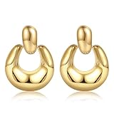 Amicon Gold Stud Earrings for Women 14k Gold Plated Hypoallergenic Gold Earrings Statement Earrings Trendy Fashion Jewelry Gifts