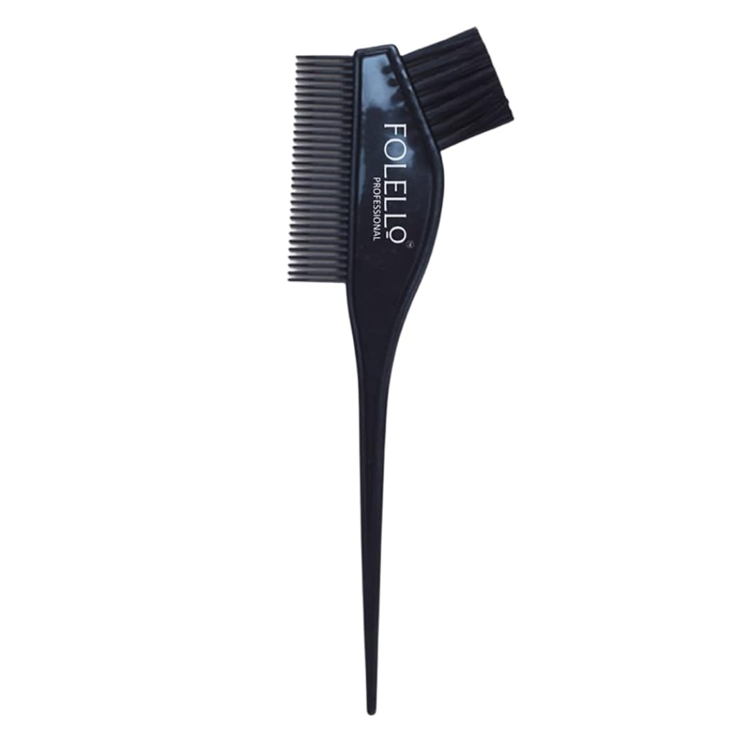 FOLELLO - Rat Tail Hair Dye Tint Brush with Integrated Comb - Hair Color Brush for DIY Hair Hairdressing Salon Home Use Coloring - Color Tint Applicator (Black) - Soft synthetic fiber bristles-image-16