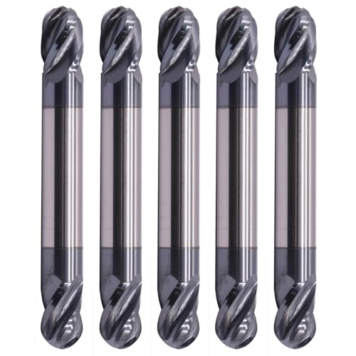 Image of BestParts 5Pcs 5 /16 inch Solid Carbide Ball Nose End Mill - Double End - AlTiN Coated, 4 Flute, 30 Degree Helix, 5 /16 inch Cutting diameter, 5 /16 inch Shank diameter, 1 /2 inch Length of Cut, 2-1 /2 inch Overall Length