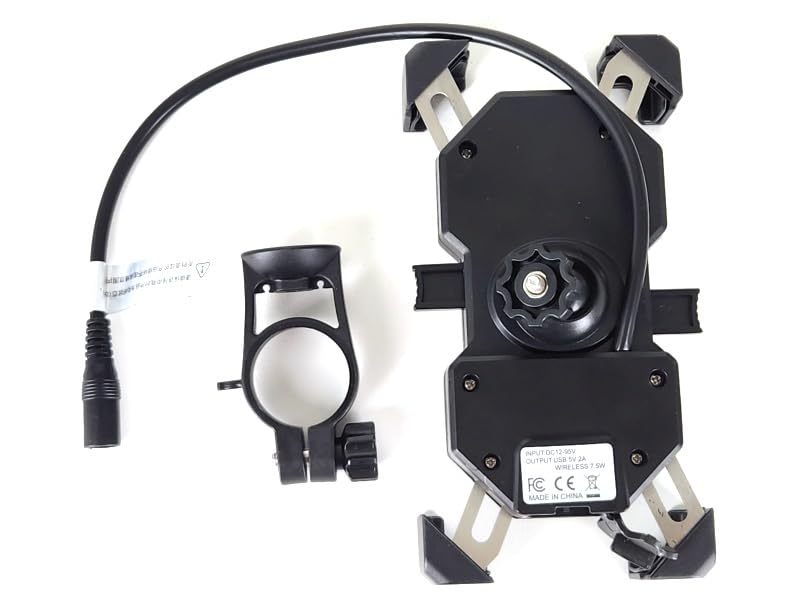 Ebike Handlebar Phone Mount with Wireless Charger. Stay Charged While You Ride. 12V to 72V Compatible