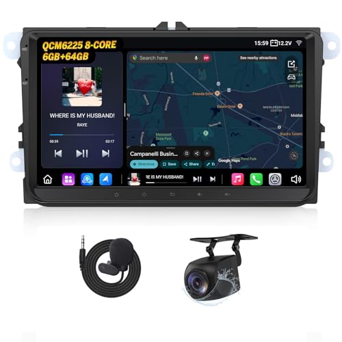 Eonon Autoradio pour VW Golf VI/V Polo Touran Passat T5 Seat Skoda 9 Pouces Android 13 6Go + 64Go 4G LTE CarPlay Android Auto, GPS Sat Nav, Caméra de recul...