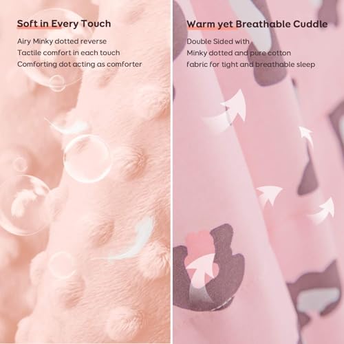 Image of Uttermara Weighted Blanket 3 lbs, Ultra Cozy Minky Fleece and Cotton Sided with Cartoon Patterns, Reversible Heavy Blanket Great for Sleeping, 36x48 inches, Pink Leopard