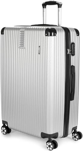 BRUBAKER Maleta de Viaje London - Maleta Trolley con Cerradura de Combinación, 4 Ruedas y Cómodas Asas - Maleta ABS 49 x 76,5 x 29,5 cm - Maleta Trolley (XL - Plateada) BRUBAKER Maleta de Viaje London - Maleta Trolley con Cerradura de Combinación, 4 Ruedas y Cómodas Asas - Maleta ABS 49 x 76,5 x 29,5 cm - Maleta Trolley (XL - Plateada)