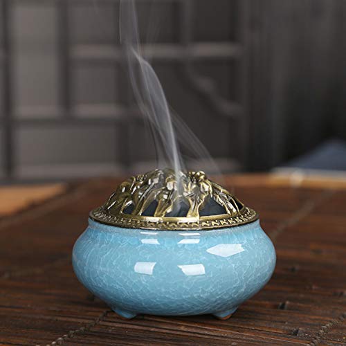 LIOOBO - 1 peça queimador de incenso, cerâmica para aromaterapia, fogão, calabash, incenso apanhador