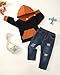 Toddler Baby Boy Clothes Fall Winter Outfit 18 Months Boy Clothes Fashion Hoodies Black Sweatshirt Cute Ripped Jeans Denim Clothing Set 18-24 Month