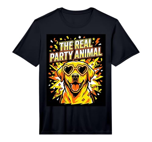 Mens Golden Retriever Dog Social Event Heart Shades Performance T-Shirt