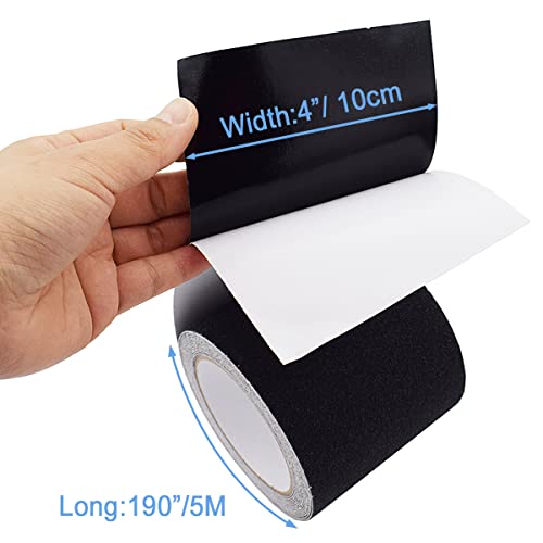Anti Slip Tape, High Traction,Strong Grip Abrasive, Not Easy Leaving Adhesive Residue, Indoor & Outdoor (4" Width X 190" Long, Black) #TOP1
