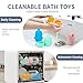 Bath Toys, 15 Pack | Mold Free & Educational Colorful Floating Boats & Spoons | Soft, Squeezable Silicone Bath Toys | Safe & Non-Toxic Easy-Grip Baby&Toddler Bath Toy Set | Baby Bathtub Water Play Toy