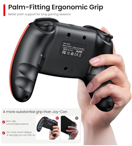 Image of Wireless Switch Controller for Nintendo Switch /Switch 2 /Lite /OLED Controller, Switch Controller with a Mouse Touch Feeling on Back Buttons, Extra Switch Pro Controller with Wake-up,Programmable, Turbo Function (Sky Blue and Coral Red)