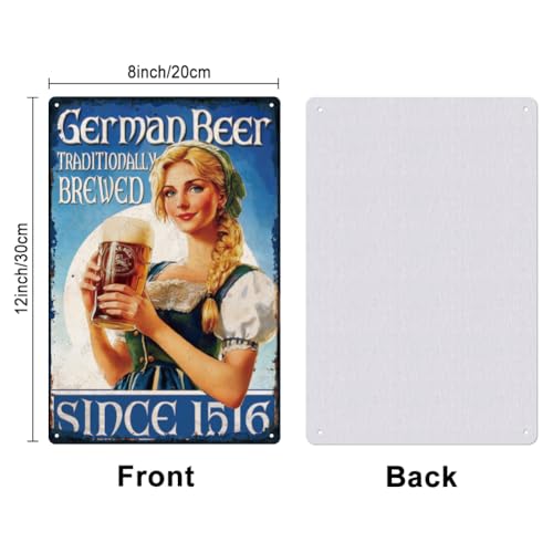 SUPERDANT German Beer and Beauty Tin Sign German Beer Vintage Metal Sign Pretty Woman Metal Tin Signs Bar Theme Metal Wall Art Signs and Plaque Beer Wall Decor for Bar Pub Man Cave - Image 2