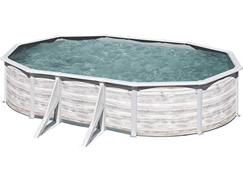 Gre Kit610N – Piscina Desmontable Con Decoración Nórdica, 610 X 375 X 120 Cm, Filtración 4 M3/H, Con Postes Laterales