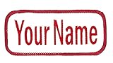 Name patch Uniform or work shirt personalized Identification tape Embroidered Sew On or Hook Fastener, RED Ariel, SEW ON