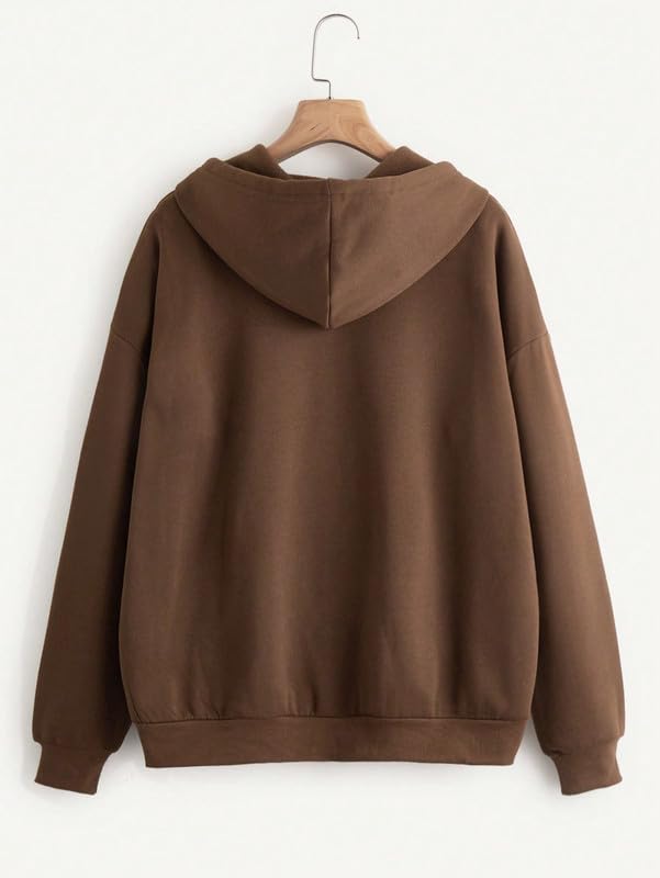Image of Imsa Moda Women's Polycotton Fleece Plain Hooded Neck Full Zipper Winter Jacket Sweatshirts Casual Hoodie with Kangaroo Pocket