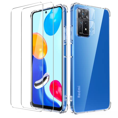 Vansdon Coque Compatible avec Xiaomi Redmi Note 11 Pro/Note 11 Pro 5G + 2 Pièces Verre Trempé Protection & 2 Protecteur de caméra, Shock-Absorption Housse de Protection- Transparent Cover