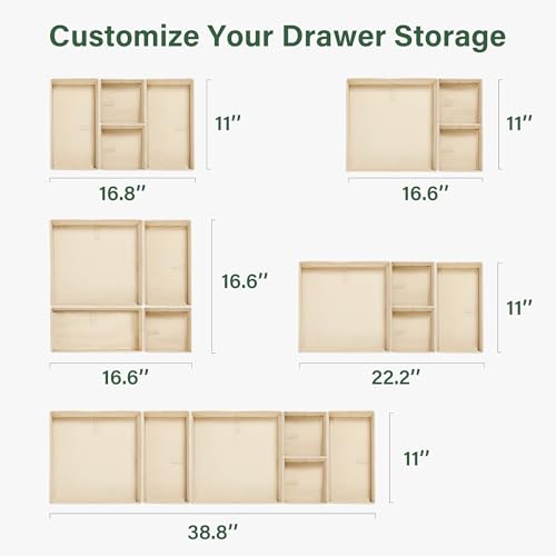 Kootek 16 Pack Drawer Organizers for Clothing, Dresser Drawer Organizer Clothes Fabric Foldable Dividers, Cabinet Closet Organizers and Storage Boxes for Baby Clothes, Underwear, Bras, Socks