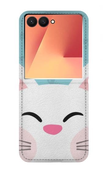 Etui flip housse cuir pour Samsung Galaxy Z Flip 7 chat mignon