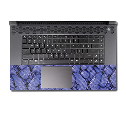 Image of MightySkins Carbon Fiber Skin Compatible with Alienware M17 R5 (2022) Full Wrap Kit - Blue Butterflies | Protective, Durable Textured Carbon Fiber Finish | Easy to Apply | Made in The USA
