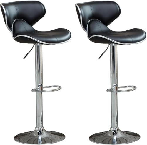 DZYHFCO Taburete de bar, altura ajustable, silla giratoria, montaje simple, silla de tienda, giratorio de 360 grados, juego de 2 piezas (negro)