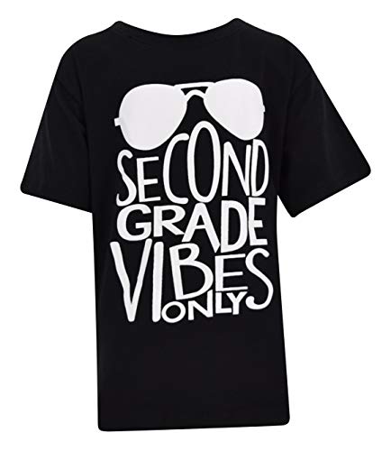 Unique Baby Boys 2nd Grade Vibes Only Back to School T Shirt (8 Black)