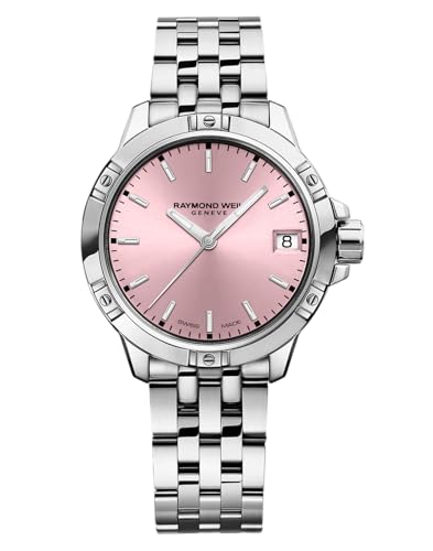 RAYMOND WEIL Tango Classic Women's Watch, Quartz, Pink Dial, Indexes, Stainless Steel Bracelet, 30mm (Model: 5960-ST-80001)